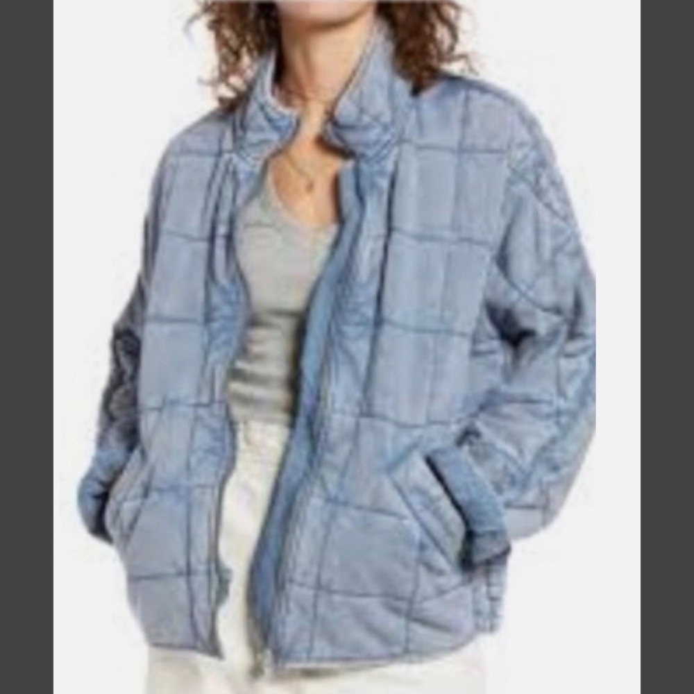 #1622 Free People Dolman Quilt Jacket In Wavy Waters Size Large